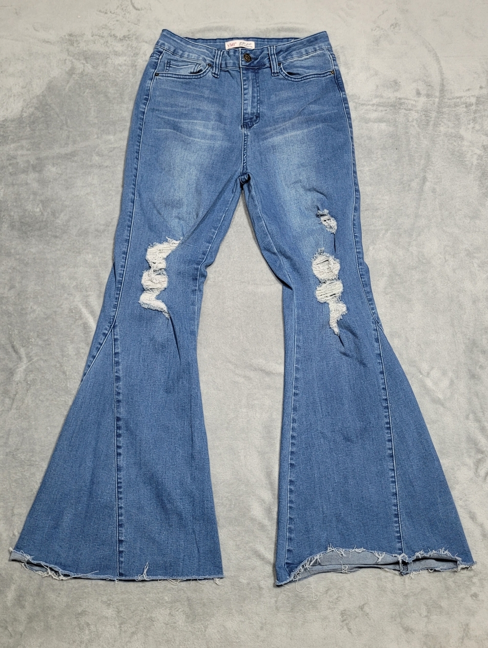 YMI GiGi Fit Flared Leg Jeans Women's 11/30 Blue Stretch Denim Distressed